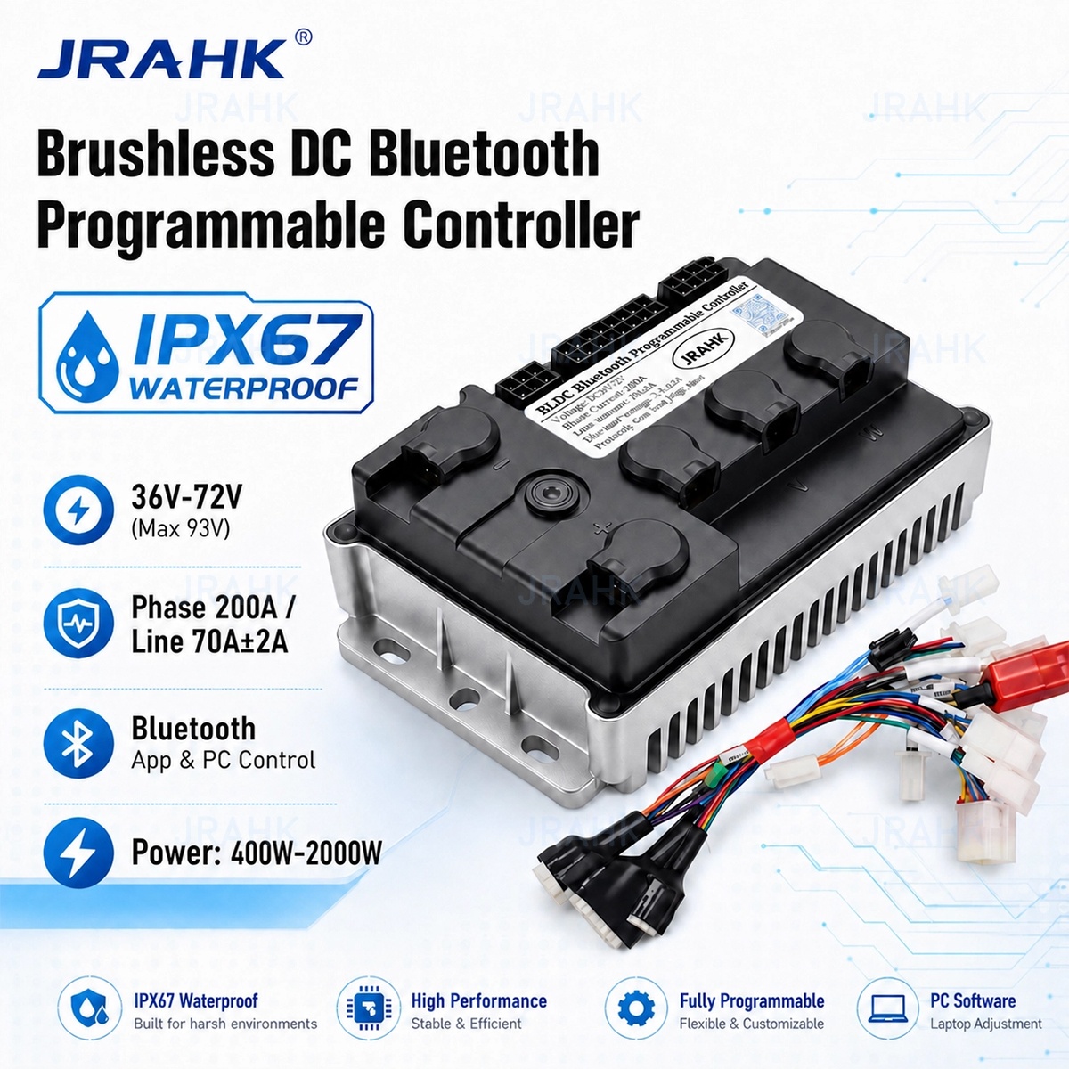 Kelly Kls7230S Controller - JRAHK 36V-72V BLDC 블루투스 프로그래밍 가능