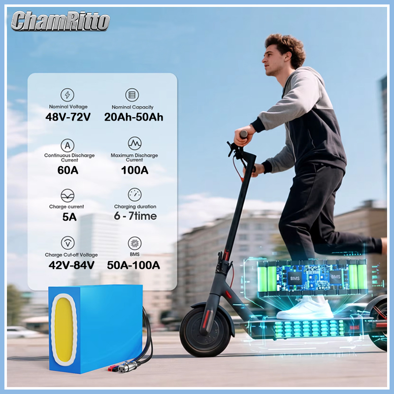 48V, 52V, 60V, 72V, 2000W 전기 자 - 60V 50Ah Electric Scooter Battery 리뷰 및 가격
